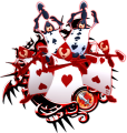 Playing Card: "A guard who serves and fears the short-tempered Queen of Hearts."