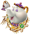 Mrs. Potts & Chip: "The castle's head housekeeper and her son. Both were transformed by the enchantress."