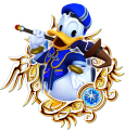 Donald Duck (alt: Magician, Atlantica, Halloween, Classic, CT, SP, Timeless River): "The Royal Court Magician and good friend of King Mickey. / Skilled in magic, but short-fused and stubborn. / With his good friends Sora and Goofy, he sets out on their next adventure." (The Wise Little Hen)