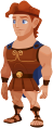 Hercules (alt: Young): "A hero with a kind heart and tremendous, /godlike/ strength. / He was born a god, but was kidnapped when he was a baby."