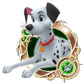 Pongo (ex: E): "A male dalmatian who marries Perdita and now lives with ninety-nine puppies."