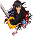 Xion (alt: Final Boss): "The 14th member of Organization XIII. She develops a friendship with Roxas and Axel. / After a mission, these three friends like to relax over sea-salt ice cream. / She battles Roxas in her Final Boss form."