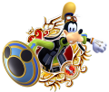 Goofy (alt: Captain, Atlantica, Halloween, Classic, SP, Timeless River): "The captain of King Mickey's Royal Knights and also a good friend. / Avoids fighting whenever possible / With his good friends Sora and Donald, he sets out on their next adventure." (Two Weeks Vacation)