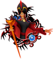 Jafar (alt: Jafar-Genie): "The Royal Vizier of Agrabah. A sinister man, he'll stop at nothing to get what he wants. / Jafar steals the lamp and uses his final wish to achieve a transformation into an all-powerful genie."