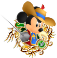 Musketeer Mickey: "A musketeer in training along with his friends Donald and Goofy."
