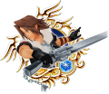 Leon: "A swordsman with a gunblade. His real name is Squall Leonhart. / He who works tirelessly to restore his hometown."