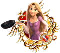 Rapunzel: "A girl with a lot of hair and a lot of heart who has never set foot outside her tower."