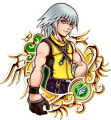 Riku (alt: Dark): "A childhood friend of Sora and Kairi. / Reliable and inquisitive, he seems cool but is thoughtful of his friends. / He dreamed of going off to the outside world."